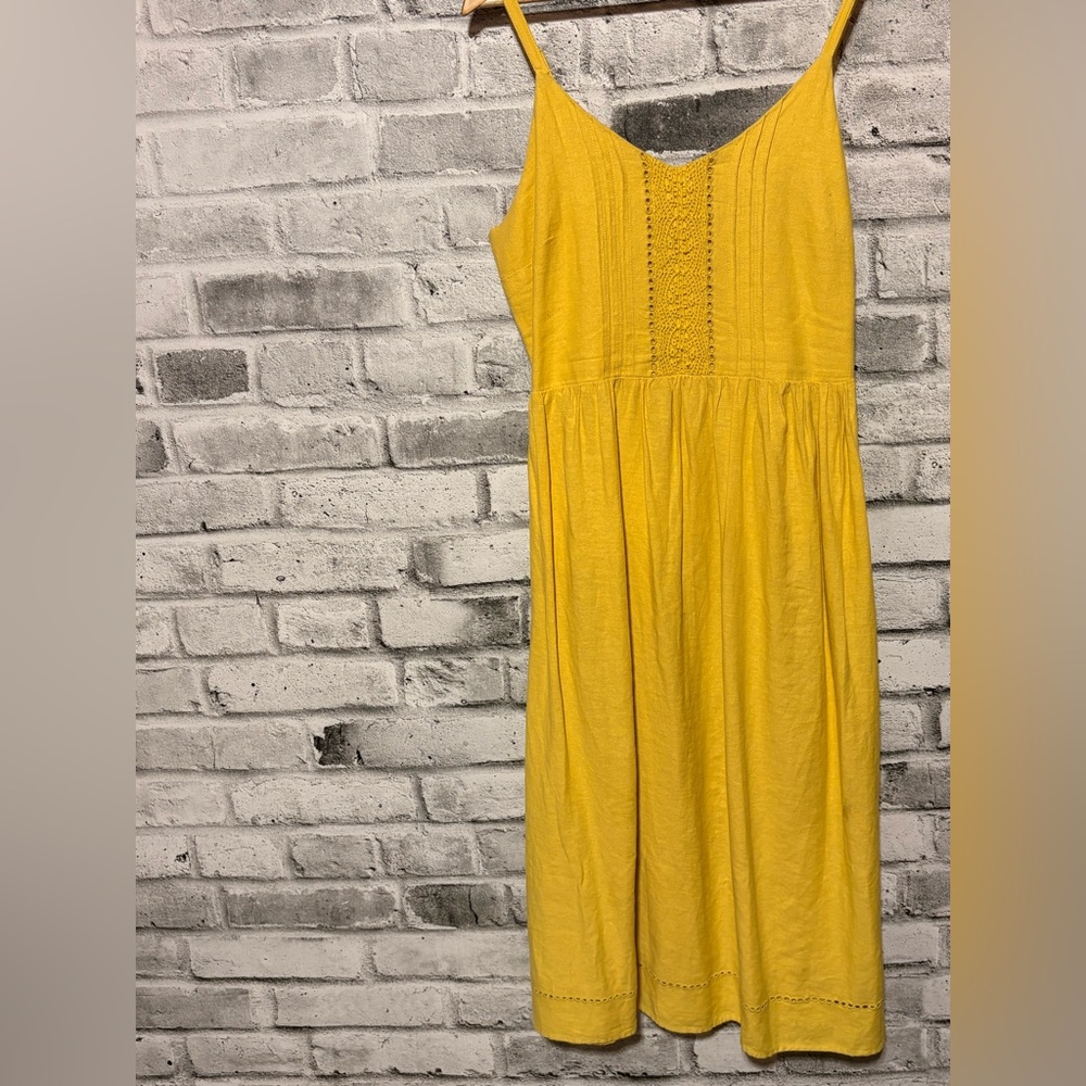 Linen-Blend Crochet-Lace Trim Fit & Flare Cami Dress